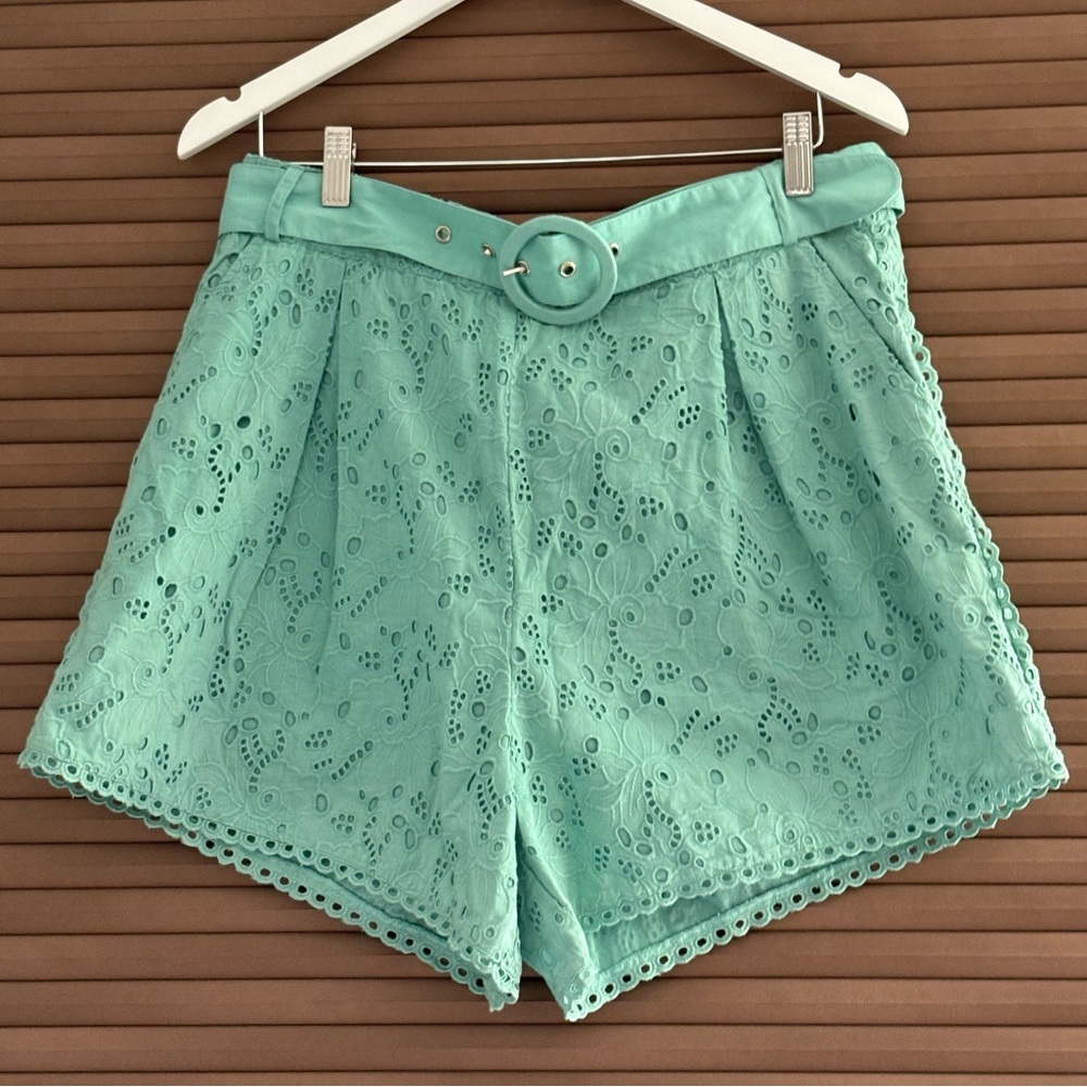 NWOT SHORE BRAND Chic Mint Eyelet High Waist Shorts